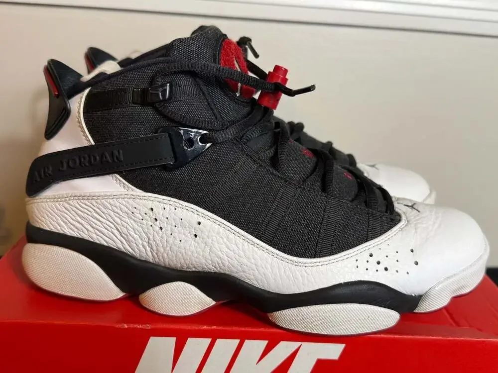 Nike Air Jordan 6 Rings Black White Gym Red Sneakers